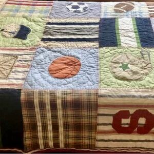 Pottery Barn Kids Varsity Sports Quilt & Sham Twin Size